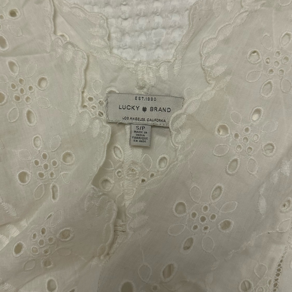 Lucky Brand Womens Eyelet Peasant Blouse Size Medium - Picture 9 of 9